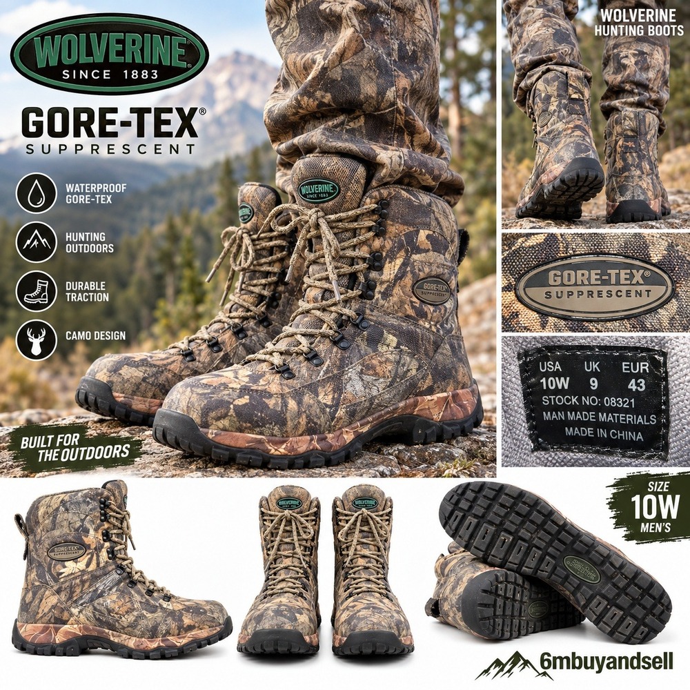 Wolverine Mens Gore-Tex Supprescent Camo Hunting Boots 10W 08321